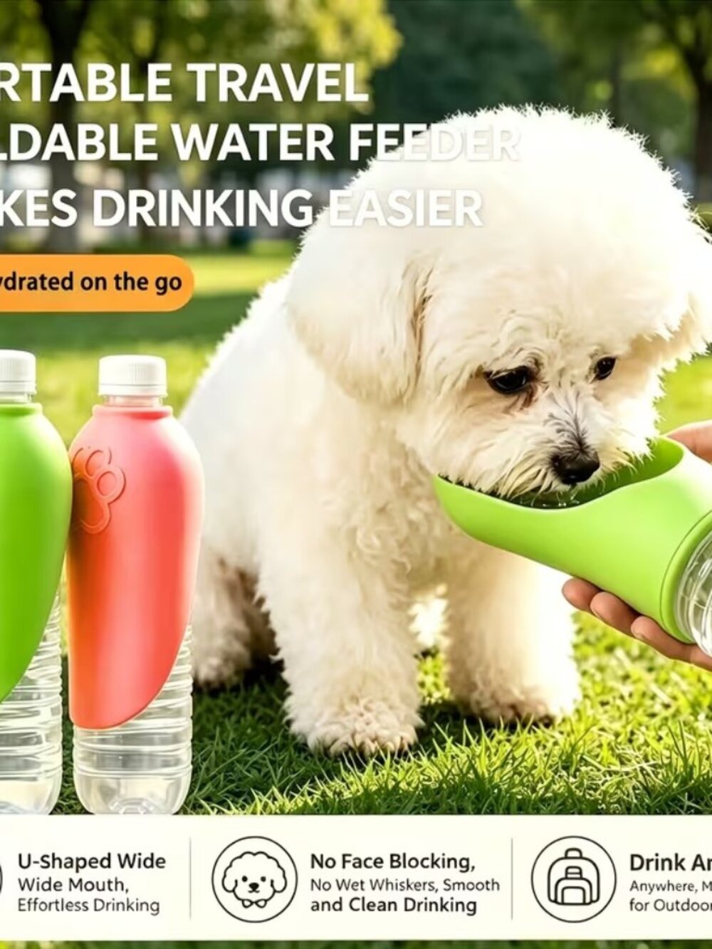 Portable Cat and Dog Water Bottle Set, Includes Water Bottle and Lanyard